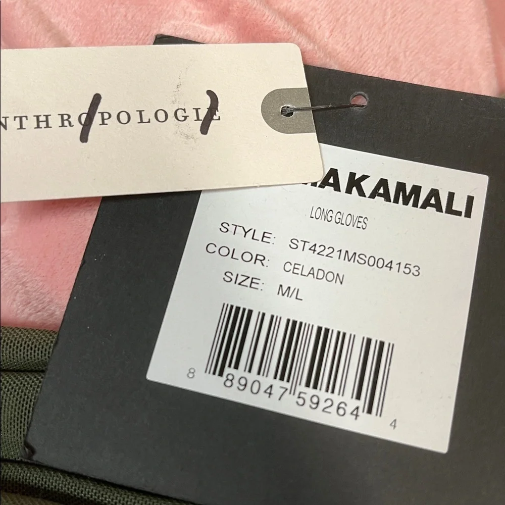Anthropologie Norma Kamali Long celadon Gloves M/L New wtag